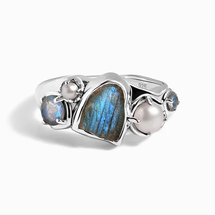 Labradorite Pearl Ring - Heirloom