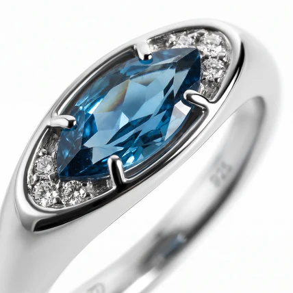 Blue Topaz Ring - Evil Eye